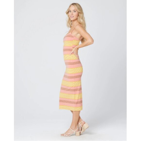 💕L*SPACE💕 Vanessa Dress ~ Beachy Keen Stripe 90's Midi Bodycon Large L NWT - Picture 5 of 13